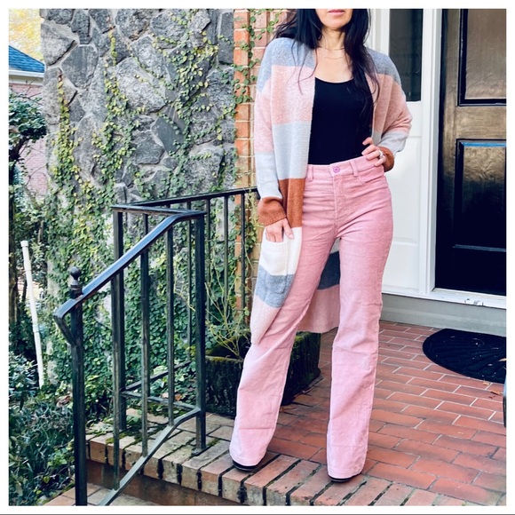 Retro chic wide leg rose corduroy pants - Picture 6 of 10